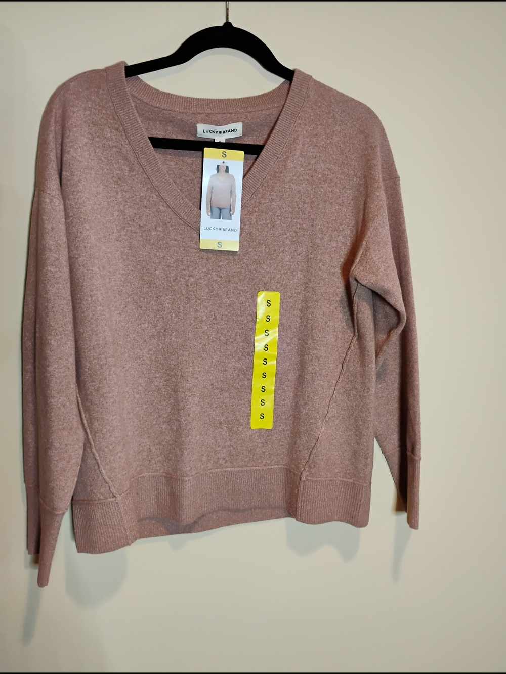 NWT Lucky Brand Women's Cognac V-Neck Sweater S